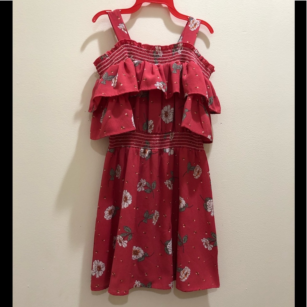 Red floral dress